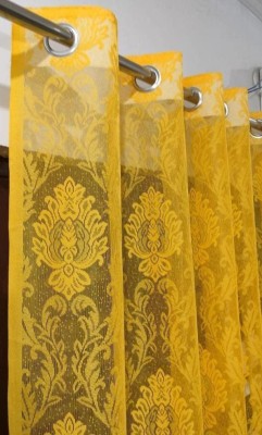 Harnay 274 cm (9 ft) Polyester Semi Transparent Long Door Curtain (Pack Of 2)(Floral, Yellow)