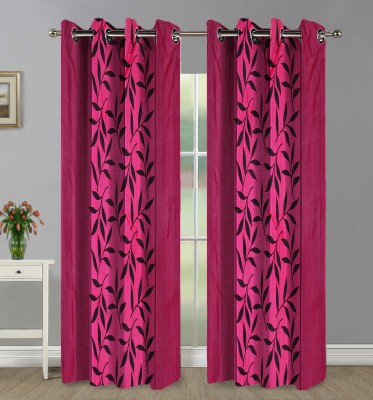 Good Homes 213 cm (7 ft) Polyester Semi Transparent Door Curtain (Pack Of 2)(Printed, Fuschia)