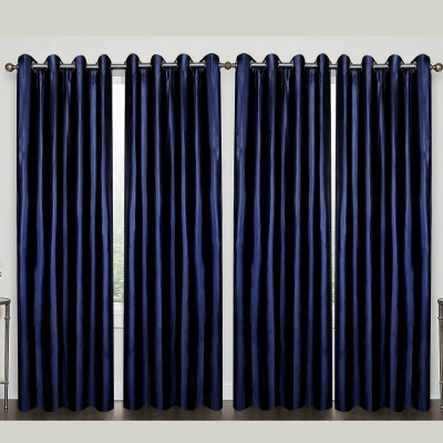 Kanodia Poly Fab 213 cm (7 ft) Polyester Room Darkening Door Curtain (Pack Of 4)(Solid, Navy Blue)