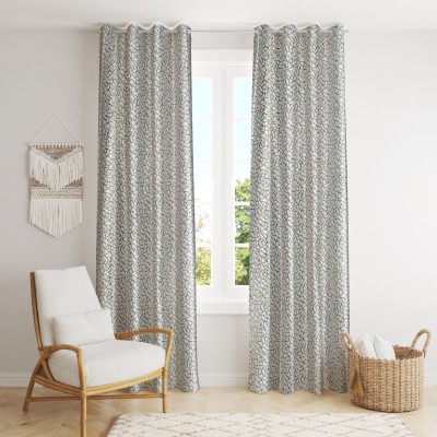 La elite 152 cm (5 ft) Polyester Semi Transparent Window Curtain (Pack Of 2)(Geometric, Grey)