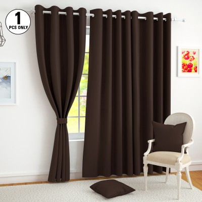 Story@home 275 cm (9 ft) Polyester, Silk Blackout Long Door Curtain Single Curtain(Solid, Dark Brown)