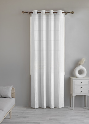 LINENWALAS 152 cm (5 ft) Cotton Transparent Window Curtain Single Curtain(Solid, White)