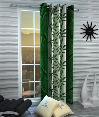 Styletex 213 cm (7 ft) Polyester Semi Transparent Door Curtain Single Curtain(Floral, Green)