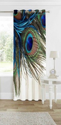 ROOKLEM 153 cm (5 ft) Polyester Room Darkening Window Curtain Single Curtain(Self Design, Peacock Feather)
