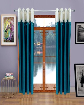 Homefab India 214 cm (7 ft) Polyester Room Darkening Door Curtain (Pack Of 2)(Solid, Aqua Blue)