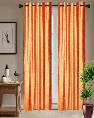 Shappy Attires 210 cm (7 ft) Polyester Blackout Door Curtain (Pack Of 2)(Solid, Orange)