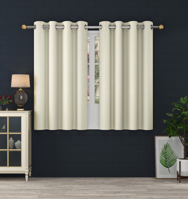 Panipat Textile Hub 153 cm (5 ft) Polyester Semi Transparent Window Curtain (Pack Of 2)(Solid, Cream)