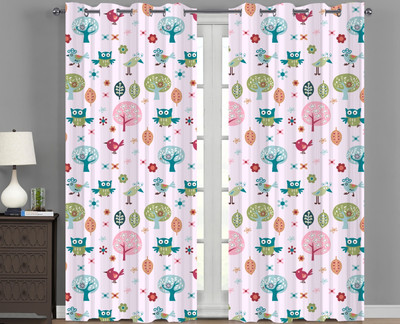 AAI 214 cm (7 ft) Door Polyester Room Darkening Curtain Single Curtain(Green, Floral)