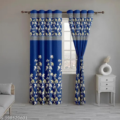 SJV 274 cm (9 ft) Long Door Polyester Room Darkening Curtain Single Curtain(Yellow, Floral)