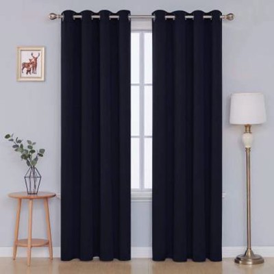India Furnish 274 cm (9 ft) Polyester Semi Transparent Long Door Curtain (Pack Of 2)(Plain, Solid, Black)