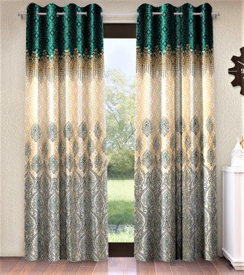 Home Sizzler 153 cm (5 ft) Polyester Semi Transparent Window Curtain (Pack Of 2)(Printed, Green)