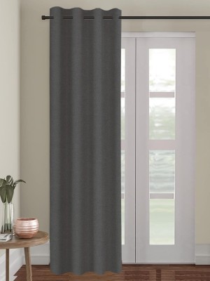Trance Home Linen 213.36 cm (7 ft) Cotton Semi Transparent Door Curtain Single Curtain(Plain, Dark Grey)