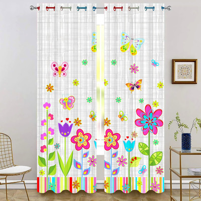 s23 154 cm (5 ft) Window Polyester Room Darkening Curtain Single Curtain(Green, Floral)
