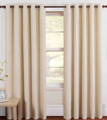 Cordweave 274 cm (9 ft) Long Door Silk Semi Transparent Curtain (Pack Of 2)(Beige, Solid)