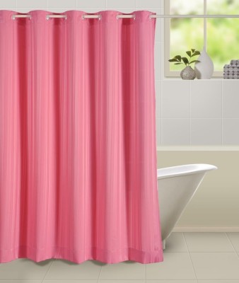 SWAYAM 200 cm (7 ft) Polyester Shower Curtain Single Curtain(Solid, Pink)