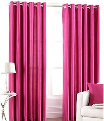 GD Fashion 213 cm (7 ft) Polyester Blackout Door Curtain Single Curtain(Solid, Pink)