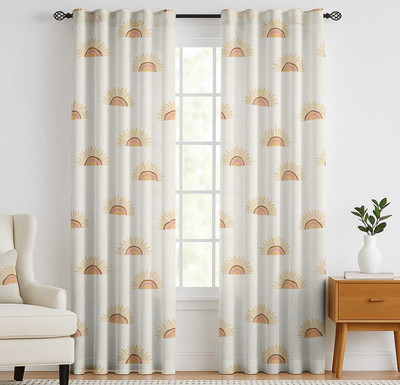 Vargottam 213 cm (7 ft) Door Cotton Semi Transparent Curtain (Pack Of 2)(Pale Yellow, Printed)