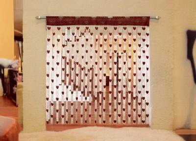 shyam enterprises 214 cm (7 ft) Door Polyester Semi Transparent Curtain (Pack Of 2)(Brown, Floral)