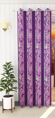 Kraftiq Homes 152 cm (5 ft) Window Polyester Semi Transparent Curtain Single Curtain(Purple, Floral)