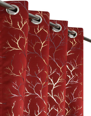 Arick Home 182 cm (6 ft) Shower Polyester Blackout Curtain (Pack Of 2)(Maroon Tree, Abstract)