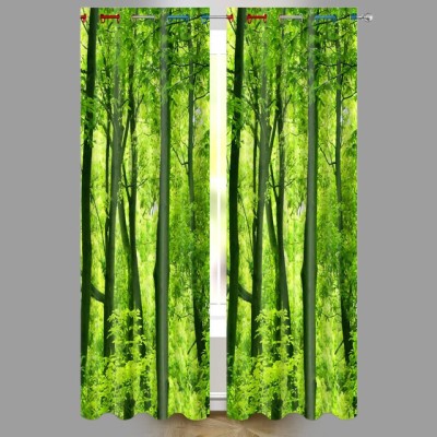 p23 154 cm (5 ft) Polyester Room Darkening Window Curtain (Pack Of 2)(Floral, Green)