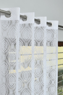 Rashee Creations 153 cm (5 ft) Window Net Transparent Curtain (Pack Of 2)(White, Self Design)