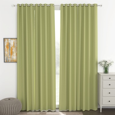 Story@home 215 cm (7 ft) Polyester, Silk Blackout Door Curtain (Pack Of 4)(Solid, Light Green)