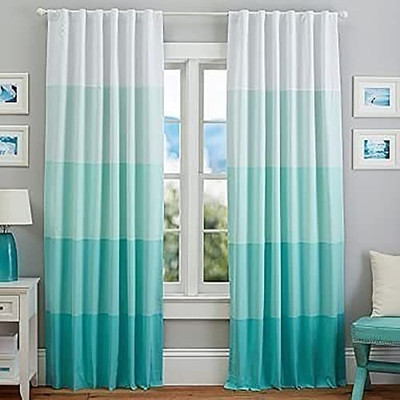 GRIZNA 213 cm (7 ft) Door Polyester Room Darkening Curtain (Pack Of 2)(White, Blue, 3D Printed)