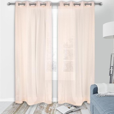 Ultica Fab 274 cm (9 ft) Polyester Semi Transparent Long Door Curtain (Pack Of 2)(Solid, Cream)