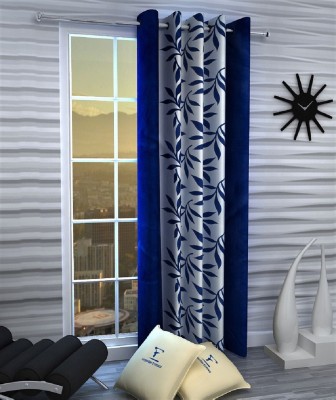 Styletex 152 cm (5 ft) Polyester Semi Transparent Window Curtain Single Curtain(Floral, Blue)