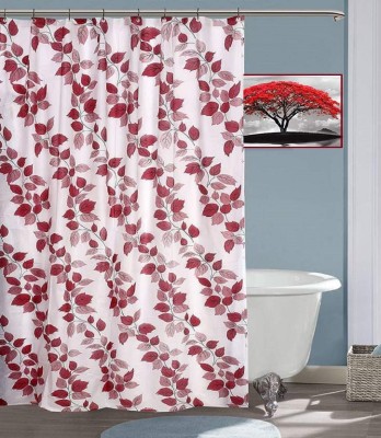 CASA FURNISHING 213 cm (7 ft) PVC Semi Transparent Shower Curtain Single Curtain(Floral, Red)