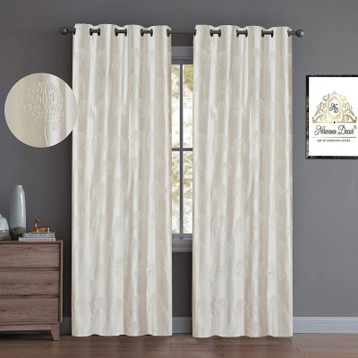 Nirwana Decor 213 cm (7 ft) Polyester Room Darkening Door Curtain (Pack Of 2)(Self Design, Cream)