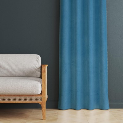 ARVI Deco 274 cm (9 ft) Polyester Room Darkening Long Door Curtain Single Curtain(Solid, AQUA)