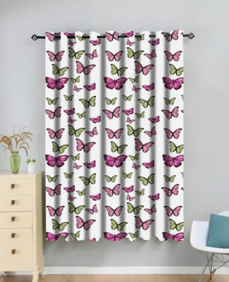 LHD 274 cm (9 ft) Long Door Polyester Room Darkening Curtain Single Curtain(Pink, Floral)