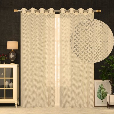 fabzi 152 cm (5 ft) Tissue, Net, Polyester Semi Transparent Window Curtain (Pack Of 2)(Abstract, Cream)