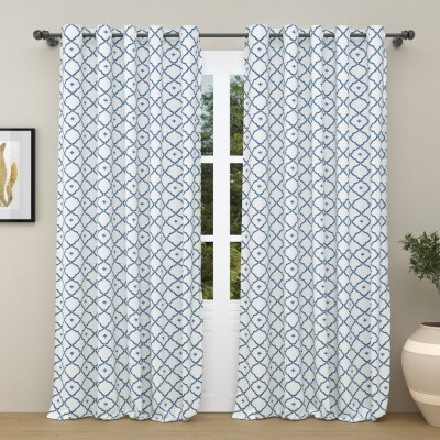 haus & kinder 213 cm (7 ft) Cotton Room Darkening Door Curtain (Pack Of 2)(Printed, Blue)