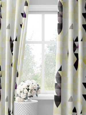 Fashion Point 214 cm (7 ft) Polyester Room Darkening Door Curtain (Pack Of 2)(Printed, Black)