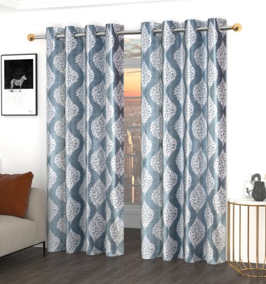 Galaxy Home Decor 153 cm (5 ft) Polyester Semi Transparent Window Curtain (Pack Of 2)(Printed, Grey)