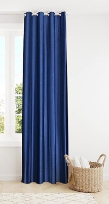 Domesfab 274.32 cm (9 ft) Polyester Semi Transparent Long Door Curtain Single Curtain(Plain, Navy Blue)