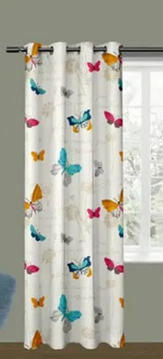 LHD 274 cm (9 ft) Long Door Polyester Room Darkening Curtain Single Curtain(Yellow, Floral)