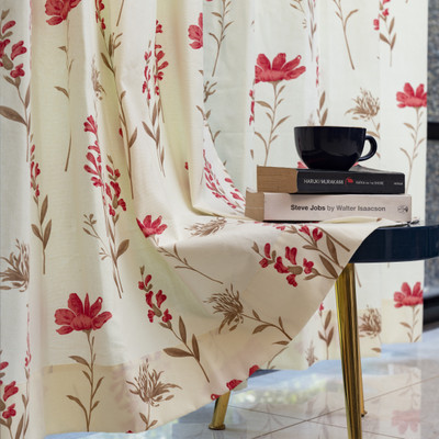 Urban Space 213 cm (7 ft) Door Cotton Room Darkening Curtain (Pack Of 2)(Orchid Blooms - Pomegranate Pink, Floral)