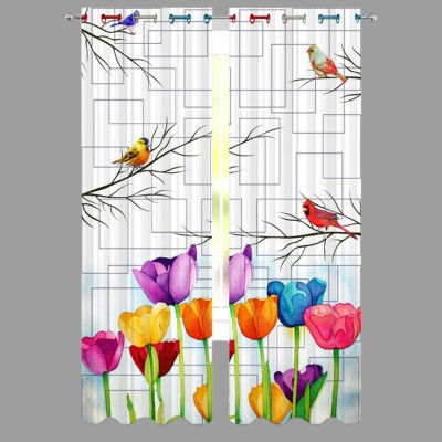 RD 274 cm (9 ft) Polyester Room Darkening Long Door Curtain (Pack Of 2)(Floral, Multicolor)