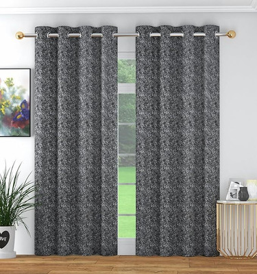 Waco creation 152 cm (5 ft) Polyester Blackout Window Curtain (Pack Of 2)(Printed, Grey)