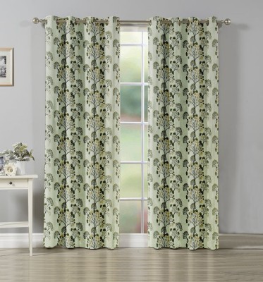 JiyanshDecor 152 cm (5 ft) Polyester Room Darkening Window Curtain (Pack Of 2)(Floral, Green_Tree-2)
