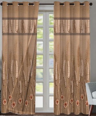 V4S 154 cm (5 ft) Window Polyester Room Darkening Curtain Single Curtain(Brown, Floral)