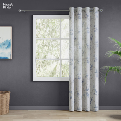 haus & kinder 213 cm (7 ft) Door Polyester Transparent Curtain Single Curtain(Blue, Floral)