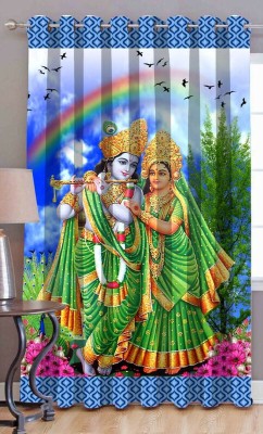 Quibble 152 cm (5 ft) Polyester Room Darkening Window Curtain Single Curtain(Printed, Rainbow Radha Krishna)