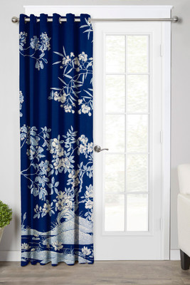 Ultimate Trends 213 cm (7 ft) Polyester Blackout Door Curtain (Pack Of 2)(Printed, Blue)