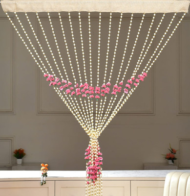 MK Creative Store 213.36 cm (7 ft) Door Velvet, Cotton, PVC Semi Transparent Curtain Single Curtain(Pink, Self Design)