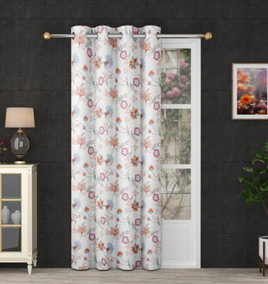 Panipat Textile Hub 213 cm (7 ft) Door Polyester Semi Transparent Curtain Single Curtain(Multicolor-02, Printed)